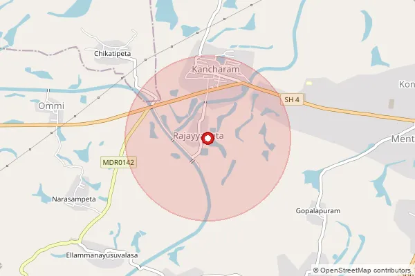 Map showing approximate area covered by Pincode 532127 — Agurukancharam B.O, Srikakulam