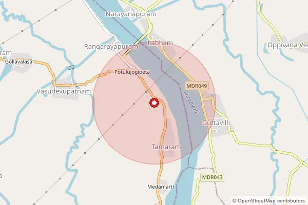 Map showing approximate area covered by Pincode 532167 — Gokarnapalli, Srikakulam
