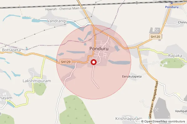 Map showing approximate area covered by Pincode 532168 — Palakhandyam B.O, Srikakulam