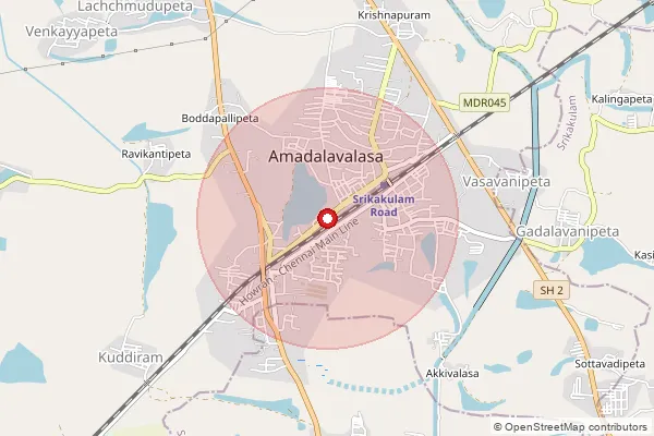 Map showing approximate area covered by Pincode 532184 — Ndc Srikakulam, Na