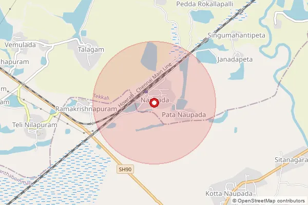 Map showing approximate area covered by Pincode 532212 — Buragam B.O, Srikakulam