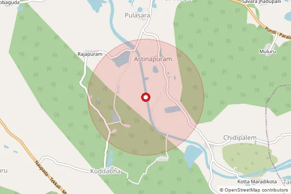 Map showing approximate area covered by Pincode 532215 — Meliaputti S.O, Srikakulam
