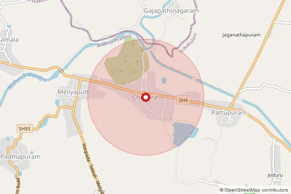 Map showing approximate area covered by Pincode 532216 — Pedalaxmipuram B.O, Srikakulam