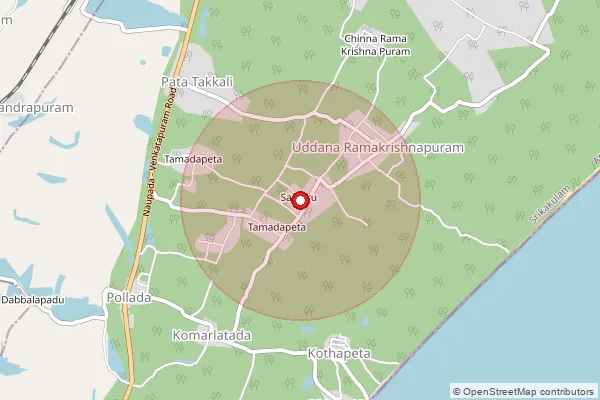 Map showing approximate area covered by Pincode 532218 — Reyyipadu B.O, Srikakulam