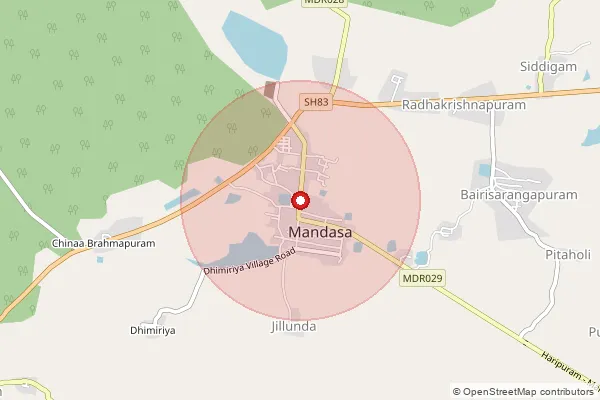 Map showing approximate area covered by Pincode 532242 — Cheepi B.O, Srikakulam