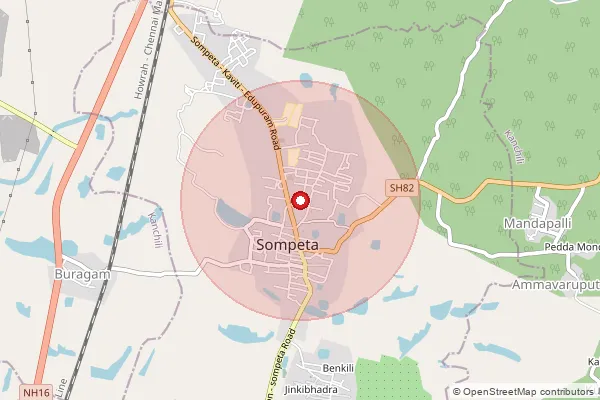 Map showing approximate area covered by Pincode 532284 — Jalantrakota B.O, Srikakulam