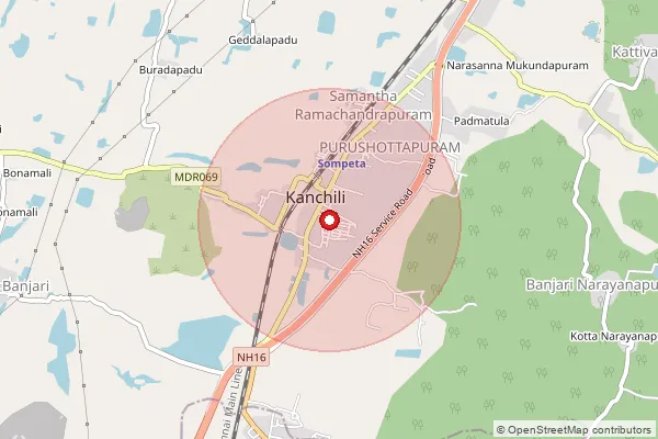 Map showing approximate area covered by Pincode 532290 — Makarampuram B.O, Srikakulam