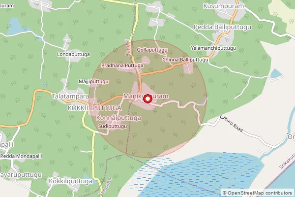 Map showing approximate area covered by Pincode 532292 — Borivanka B.O, Srikakulam