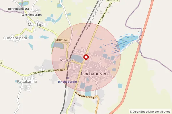 Map showing approximate area covered by Pincode 532312 — Arakabhadra Bo, Srikakulam