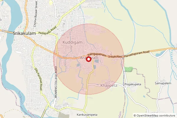 Map showing approximate area covered by Pincode 532401 — Mofusbandar B.O, Srikakulam
