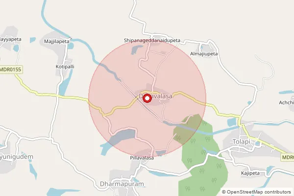 Map showing approximate area covered by Pincode 532402 — Dallavalasa B.O, Srikakulam