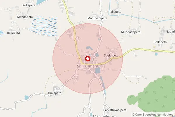 Map showing approximate area covered by Pincode 532404 — Chinavatsavalasa B.O, Srikakulam