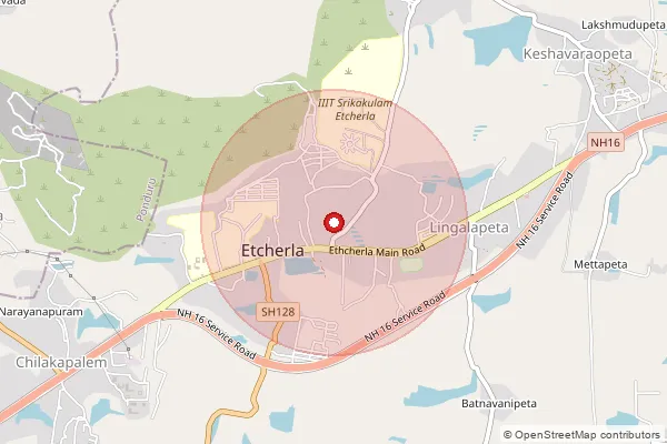 Map showing approximate area covered by Pincode 532410 — Fareedpeta B.O, Srikakulam