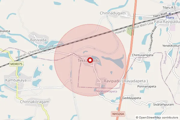 Map showing approximate area covered by Pincode 532421 — Kambakaya B.O, Srikakulam