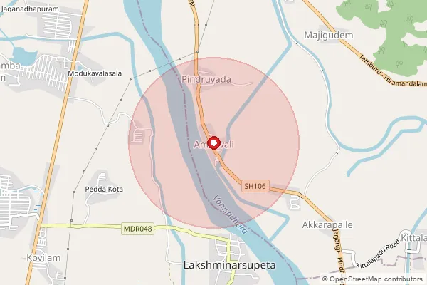 Map showing approximate area covered by Pincode 532428 — Karakavalasa B.O, Srikakulam