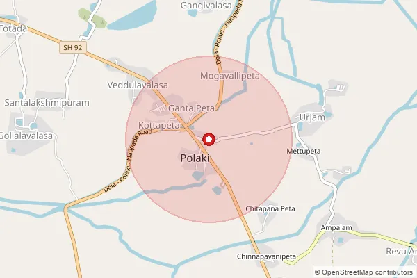 Map showing approximate area covered by Pincode 532429 — Challayyavalasa B.O, Srikakulam