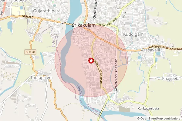 Map showing approximate area covered by Pincode 532430 — Nimmada B.O, Srikakulam