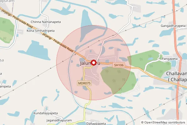 Map showing approximate area covered by Pincode 532432 — Karavanja B.O, Srikakulam