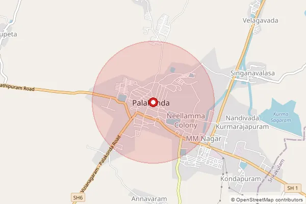 Map showing approximate area covered by Pincode 532440 — Palakonda S.O, Parvathipuram Manyam