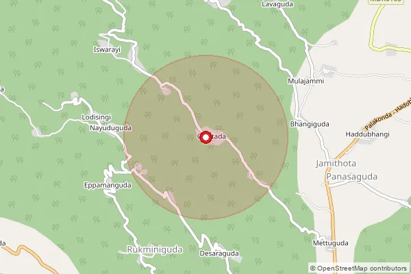 Map showing approximate area covered by Pincode 532443 — Seethampeta S.O, Parvathipuram Manyam