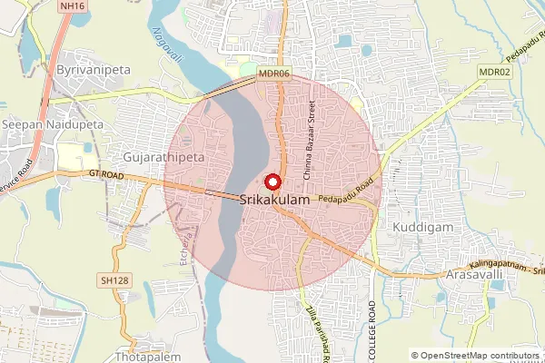 Map showing approximate area covered by Pincode 532458 — Dabbapadu B.O, Srikakulam