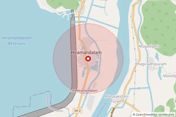 Map showing approximate area covered by Pincode 532459 — Neradi B.O, Srikakulam