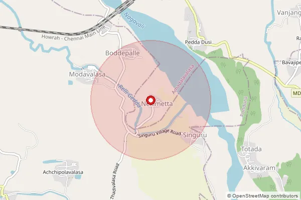Map showing approximate area covered by Pincode 532484 — Belamam B.O, Srikakulam