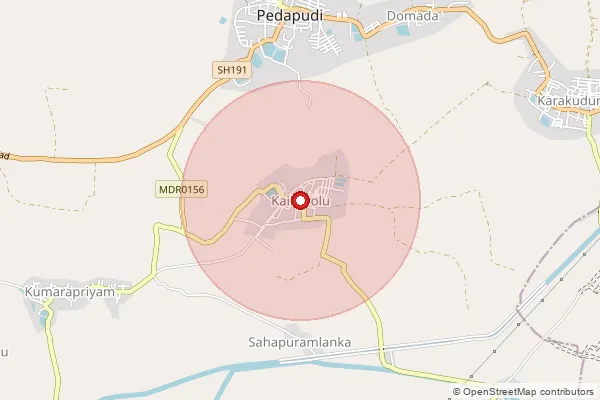 Map showing approximate area covered by Pincode 533006 — Kaikavolu B.O, Kakinada