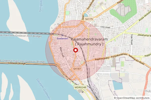 Map showing approximate area covered by Pincode 533101 — Rajahmundry H.O, East Godavari