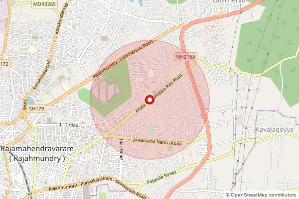 Map showing approximate area covered by Pincode 533103 — Danavaipeta S.O, East Godavari