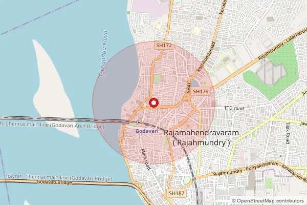 Map showing approximate area covered by Pincode 533104 — Aryapuram S.O, East Godavari