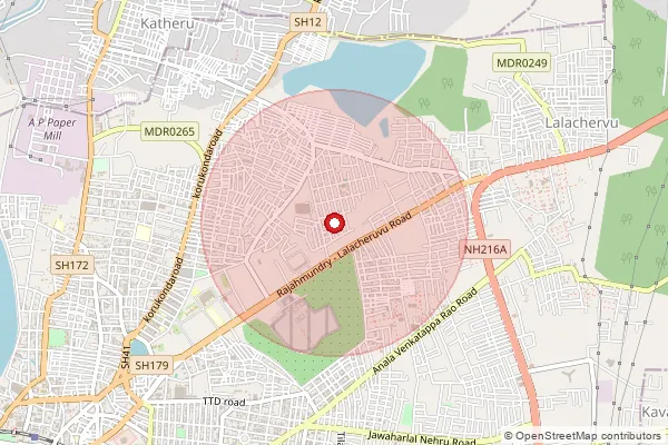 Map showing approximate area covered by Pincode 533105 — Government College S.O (East Godavari), East Godavari