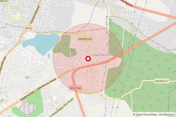 Map showing approximate area covered by Pincode 533106 — Aphb Colony B.O, East Godavari