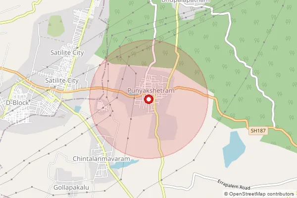 Map showing approximate area covered by Pincode 533107 — Pidimgoyya B.O, East Godavari