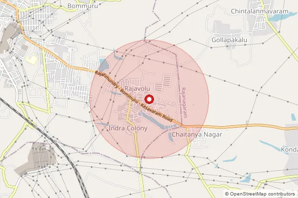 Map showing approximate area covered by Pincode 533124 — Rajavolu B.O, East Godavari