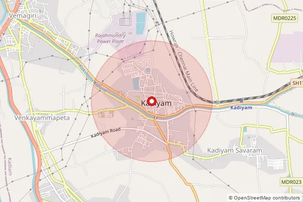 Map showing approximate area covered by Pincode 533126 — Madiki B.O, Konaseema