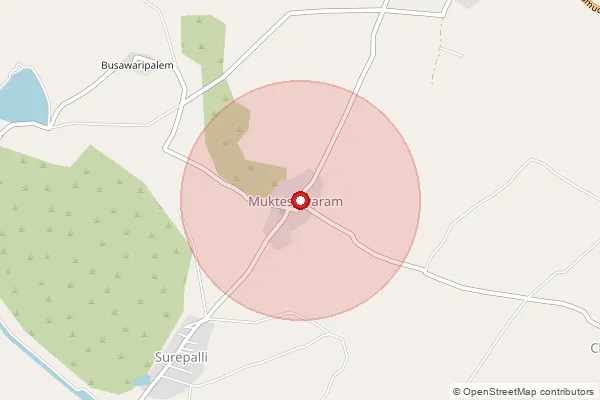 Map showing approximate area covered by Pincode 533211 — Mukteswaram S.O, Konaseema