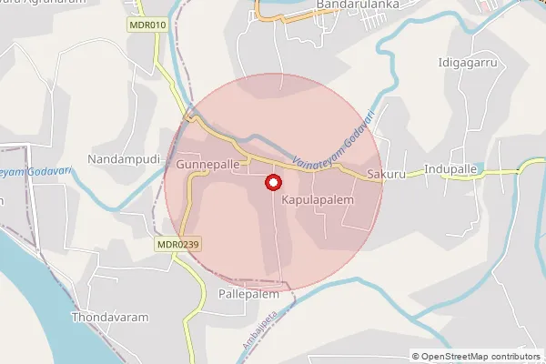 Map showing approximate area covered by Pincode 533214 — Gunnepalli Agraharam B.O, East Godavari