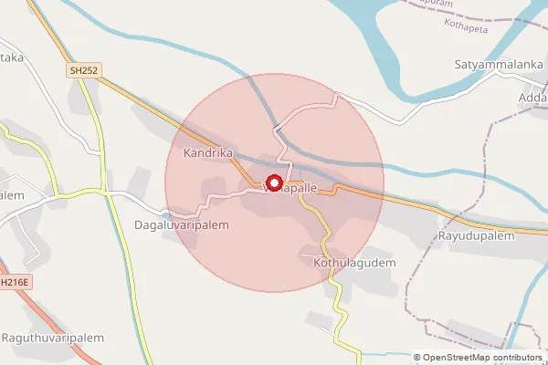 Map showing approximate area covered by Pincode 533228 — Vanapalli S.O, Konaseema