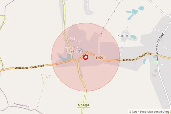 Map showing approximate area covered by Pincode 533234 — Choppella B.O, Konaseema