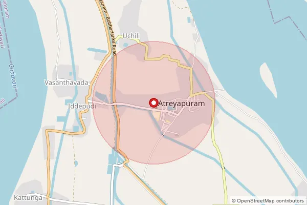 Map showing approximate area covered by Pincode 533235 — Atreyapuram S.O, Konaseema