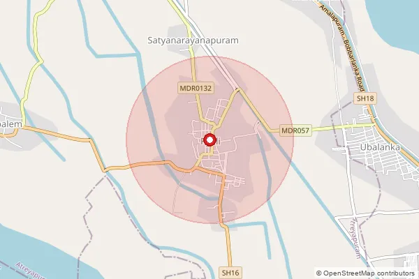 Map showing approximate area covered by Pincode 533236 — Ryali S.O, Konaseema