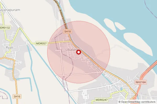 Map showing approximate area covered by Pincode 533237 — Vubalanka S.O, Konaseema