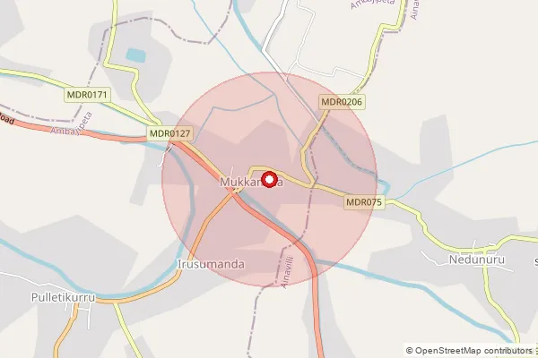 Map showing approximate area covered by Pincode 533241 — Mukkamala S.O, Konaseema