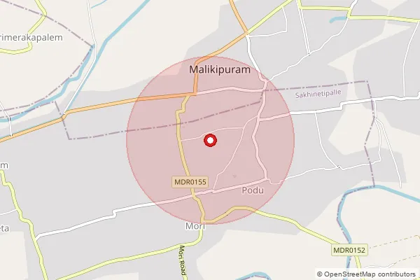 Map showing approximate area covered by Pincode 533253 — Malikipuram S.O, East Godavari