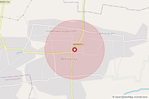 Map showing approximate area covered by Pincode 533254 — Lakkavaram S.O (East Godavari), Konaseema