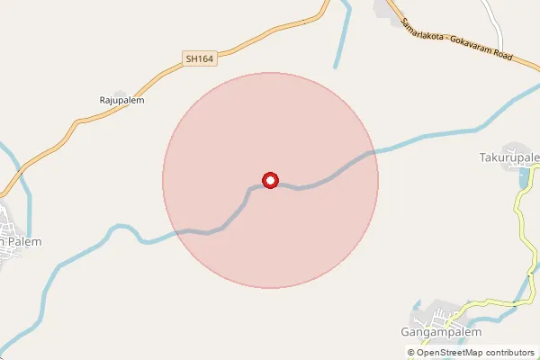 Map showing approximate area covered by Pincode 533284 — Goragummi B.O, Alluri Sitharama Raju