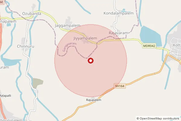 Map showing approximate area covered by Pincode 533285 — Bayyanapalli B.O, Alluri Sitharama Raju