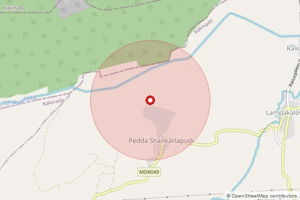Map showing approximate area covered by Pincode 533286 — Gangampalem B.O, East Godavari