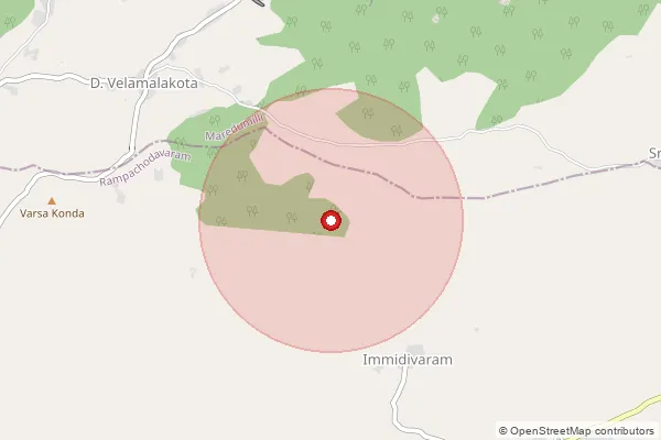 Map showing approximate area covered by Pincode 533288 — V.Ramannapalem B.O, East Godavari